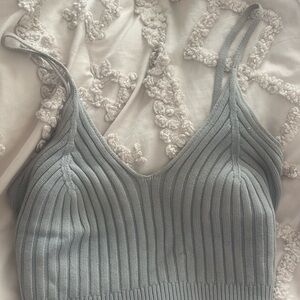 🌿BOGO FREE SALE Free People Light Sage Green Knit Cropped Tank Top — Size M